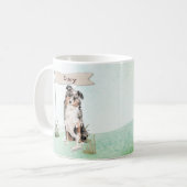 名前をカスタムするオーストラリアシェパードペットドッグ コーヒーマグカップ (正面左)