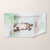 名前をカスタムするオーストラリアシェパードペットドッグ バスタオルセット (ハンドタオル)