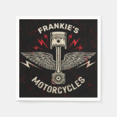 名前をカスタムするオートバイピストンウイングバイクもしくは自転車に乗る人車庫 スタンダードカクテルナプキン (正面)