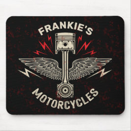 名前をカスタムするオートバイピストンウイングバイクもしくは自転車に乗る人車庫 マウスパッド