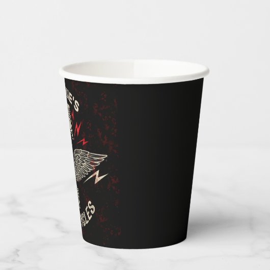 名前をカスタムするオートバイピストンウイングバイクもしくは自転車に乗る人車庫 紙コップ (左)