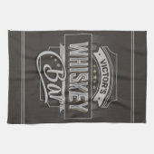 名前をカスタムするオールドデラックスリキュールラベルウイスキーバー キッチンタオル (横)