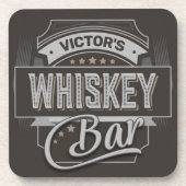 名前をカスタムするオールドデラックスリキュールラベルウイスキーバー コースター (正面)