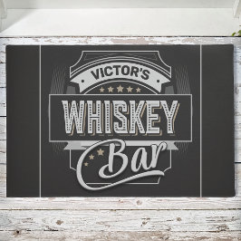 名前をカスタムするオールドデラックスリキュールラベルウイスキーバー ドアマット