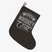 名前をカスタムするオールドデラックスリキュールラベルウイスキーバー ラージクリスマスストッキング (正面 (吊り時))