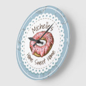 名前をカスタムするオールドドファッションドーナットスイートホーム ラージ壁時計 (傾斜)