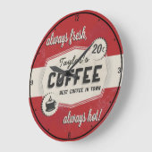 名前をカスタムするオールドレトロ50のコーヒーショップダイナー ラージ壁時計 (傾斜)