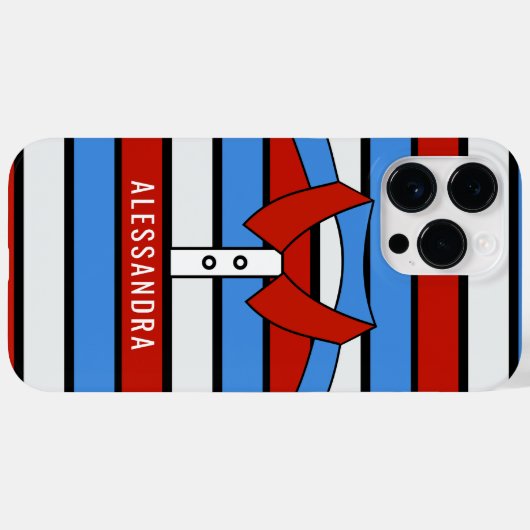 名前をカスタムするカイストライプーイラストレーションポロシャツ Case-Mate iPhoneケース (裏面 (横))