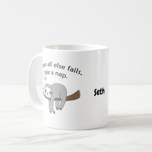 名前をカスタムするカウトスロスおもしろい昼寝引用文スロスラバー コーヒーマグカップ (正面左)