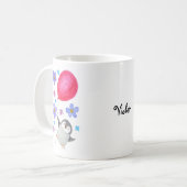 名前をカスタムするカウトベビーペンギン保持気球 コーヒーマグカップ (正面左)