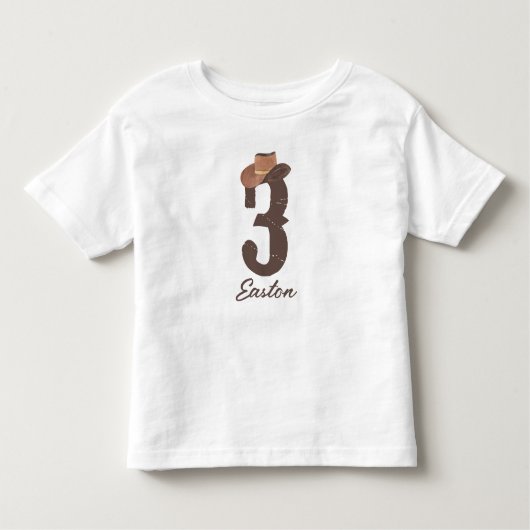 名前をカスタムするカウボーイハット3第三三三誕生日 トドラーTシャツ (正面)