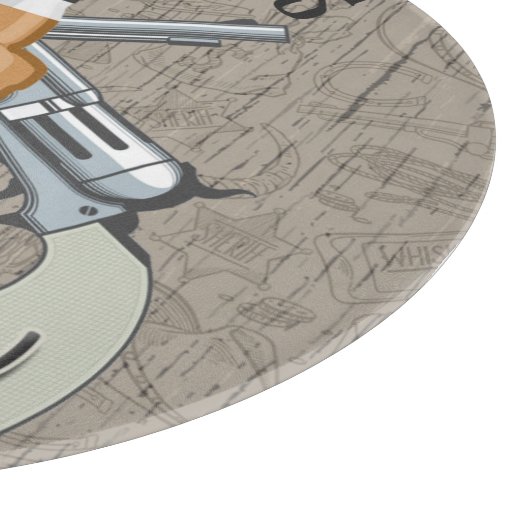 名前をカスタムするカウボーイリボルバーガンウィスキーサロン カッティングボード (角)