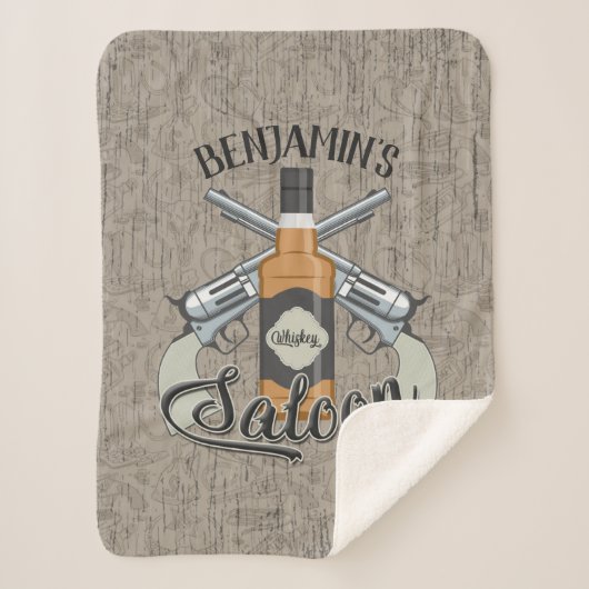 名前をカスタムするカウボーイリボルバーガンウィスキーサロン シェルパブランケット (正面)