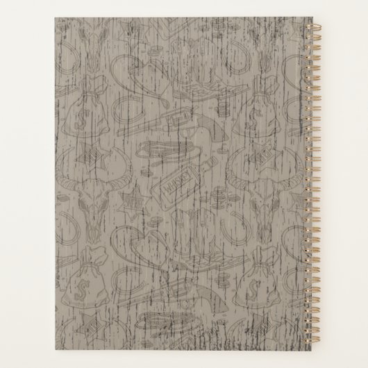 名前をカスタムするカウボーイリボルバーガンウィスキーサロン プランナー手帳 (裏面)