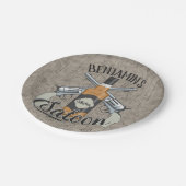 名前をカスタムするカウボーイリボルバーガンウィスキーサロン ペーパープレート (アングル)