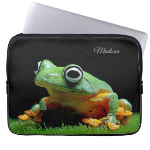 名前をカスタムするカエル ラップトップスリーブ