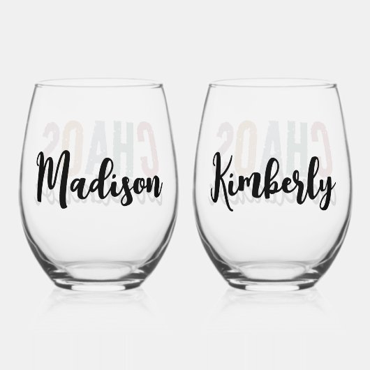 名前をカスタムするカオスコーディネーターマネージャー管理者 ステムなしワイングラス (裏面)