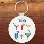 名前をカスタムするカクテルアルコールドリンクサマーおもしろい キーホルダー (正面)