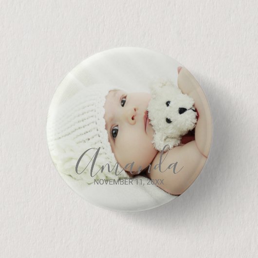 名前をカスタムするカスタムと文字の写真 缶バッジ (正面)