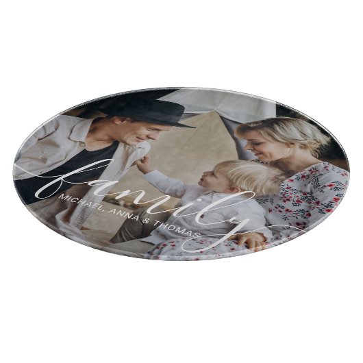 名前をカスタムするカスタム付き家族の写真 カッティングボード (角)