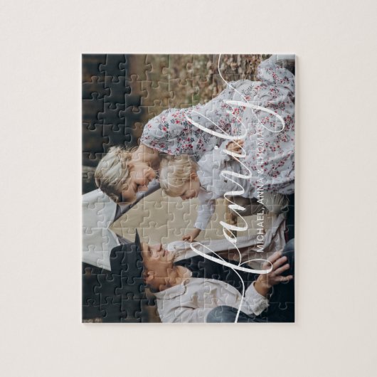 名前をカスタムするカスタム付き家族の写真 ジグソーパズル (縦)