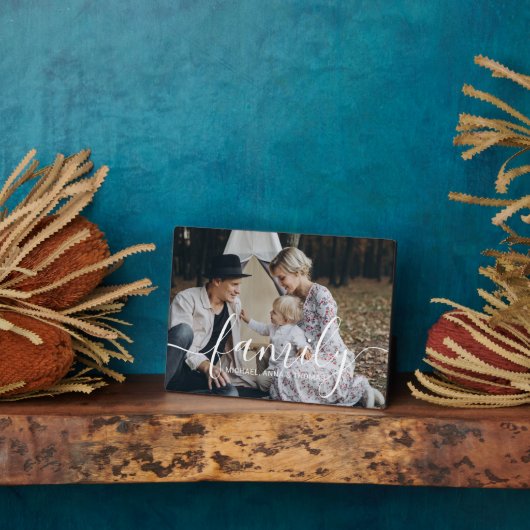 名前をカスタムするカスタム付き家族の写真 フォトプラーク (側面)