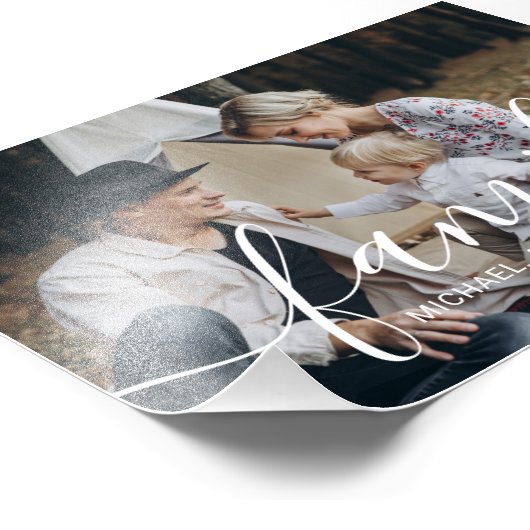 名前をカスタムするカスタム付き家族の写真 フォトプリント (角)