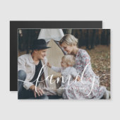 名前をカスタムするカスタム付き家族の写真 マグネット招待状 (正面/裏面)