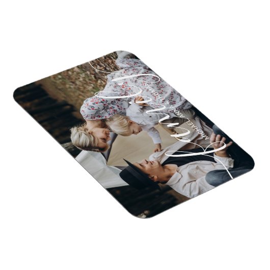 名前をカスタムするカスタム付き家族の写真 マグネット (右側)