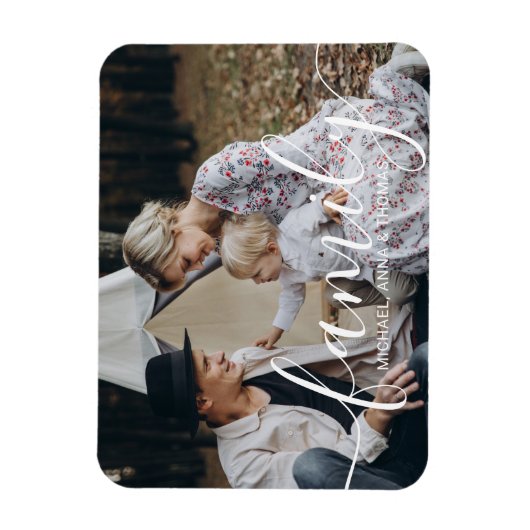 名前をカスタムするカスタム付き家族の写真 マグネット (縦)