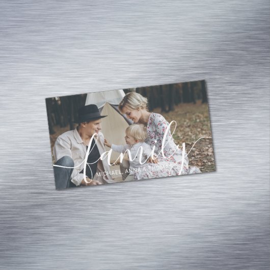 名前をカスタムするカスタム付き家族写真 マグネット名刺 (インサイチュ)