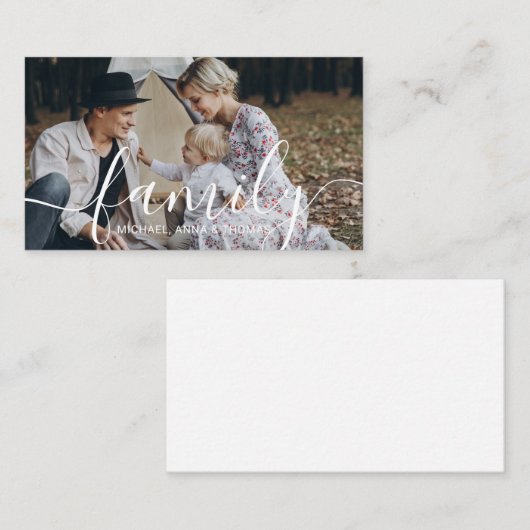 名前をカスタムするカスタム付き家族写真 名刺 (正面/裏面)