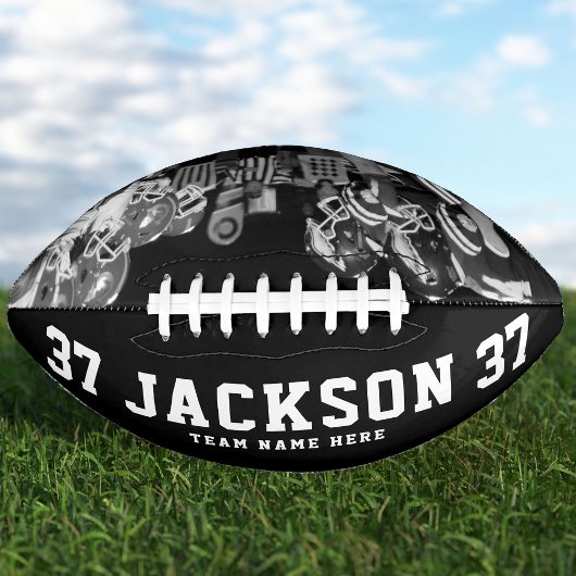名前をカスタムするカッコいいの白黒写真チーム番号 アメリカンフットボール