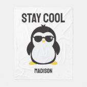 名前をカスタムするカッコいいペンギン フリースブランケット (正面)