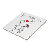 名前をカスタムするカップルのセラミックTIleギフト – I Love You タイル (側面)