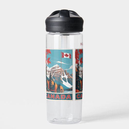 名前をカスタムするカナダ旅行ポスター ウォーターボトル (正面)