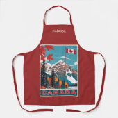 名前をカスタムするカナダ旅行ポスター エプロン (正面)