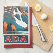 名前をカスタムするカナダ旅行ポスター キッチンタオル (四つ折り)