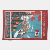 名前をカスタムするカナダ旅行ポスター キッチンタオル (横)