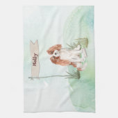 名前をカスタムするカバリヤキングチャールズスパニエル犬ペットドッグ キッチンタオル (縦)