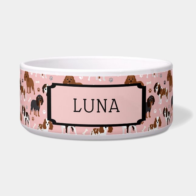 名前をカスタムするカバリヤキングチャールズスパニエル犬ボウル ボウル (正面)