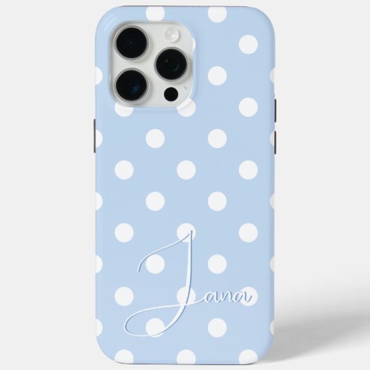 名前をカスタムするカバーiPhone、青、水玉模様 Case-Mate iPhoneケース (裏面)