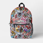 名前をカスタムするカラフルカレッジドードルズパターン プリントバックパック (正面)