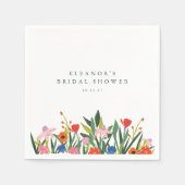 名前をカスタムするカラフルガーデンフローラブライダルシャワー スタンダードカクテルナプキン (正面)