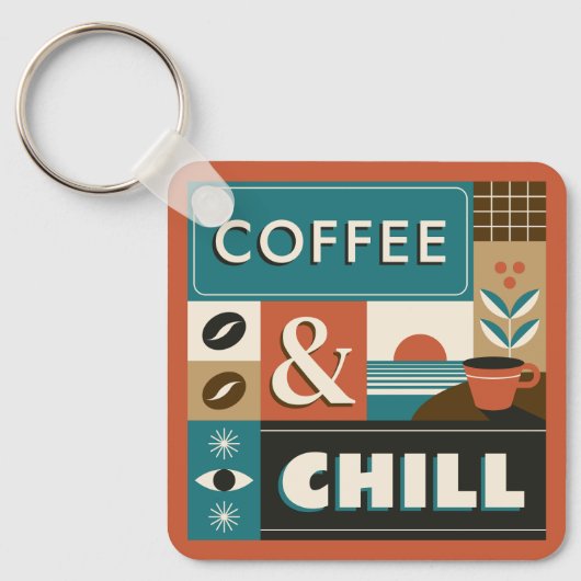 名前をカスタムするカラフルコーヒー引用文 キーホルダー (正面)