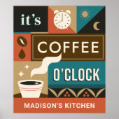 名前をカスタムするカラフルコーヒー引用文 ポスター (正面)