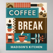 名前をカスタムするカラフルコーヒー引用文 ポスター (正面)