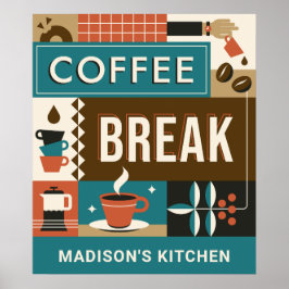 名前をカスタムするカラフルコーヒー引用文 ポスター