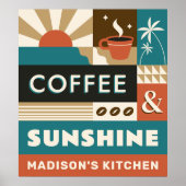 名前をカスタムするカラフルコーヒー引用文 ポスター (正面)