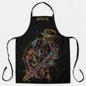名前をカスタムするカラフルジャズプレーヤーエプロン エプロン (正面)